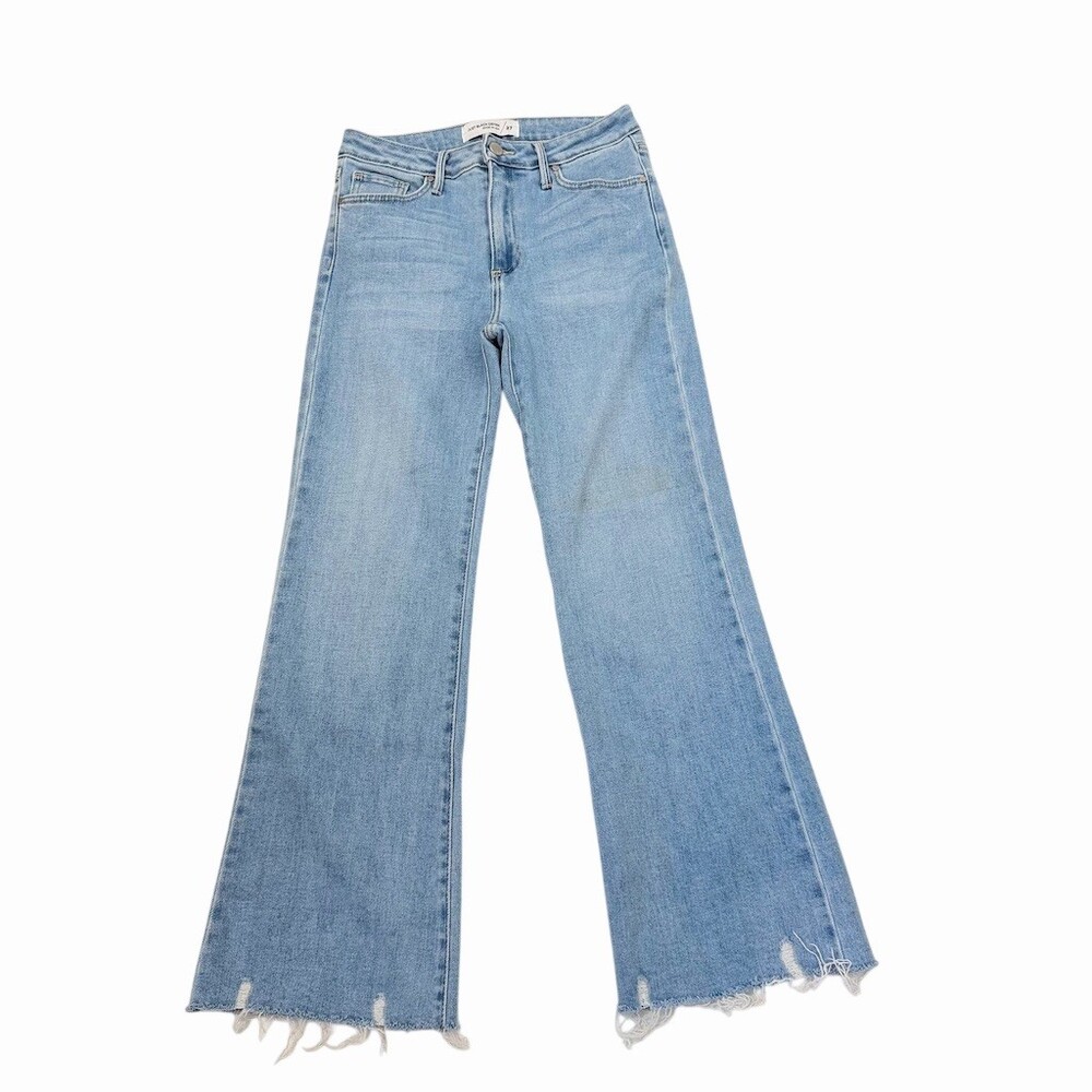Just Black Denim Jeans Womens Size 27 Light Wash High Rise Flare Raw Hem